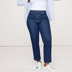 NWT Banana Republic Medium Dark Wash High Rise Straight Leg Blue Jeans Size 27/4